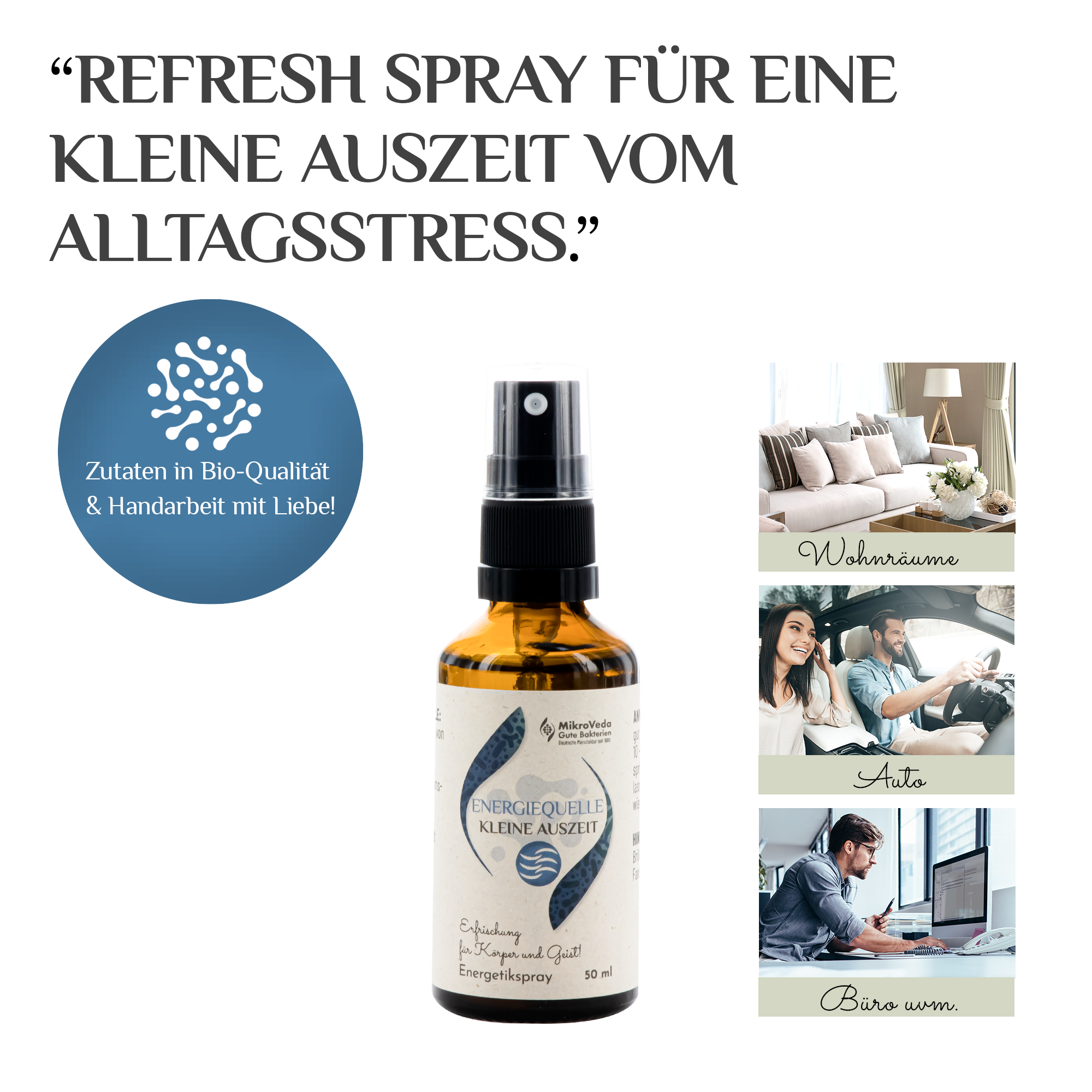 MikroVeda Kleine Auszeit ENERGIEQUELLE 50 ml Sprühflasche Glas