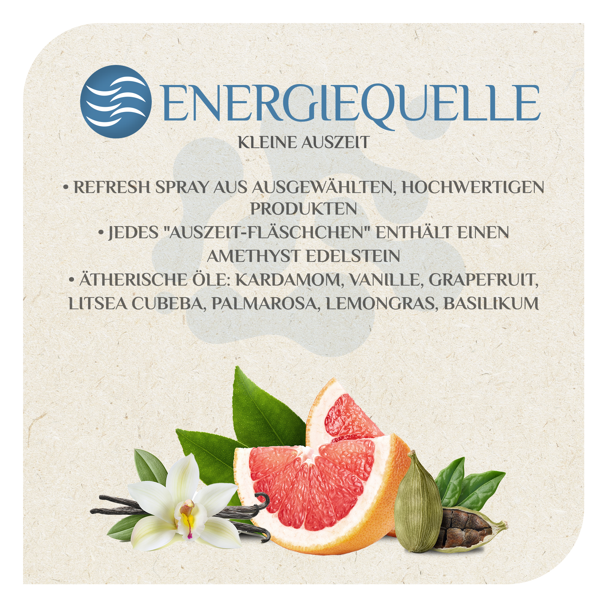 MikroVeda Kleine Auszeit ENERGIEQUELLE 50 ml Sprühflasche Glas