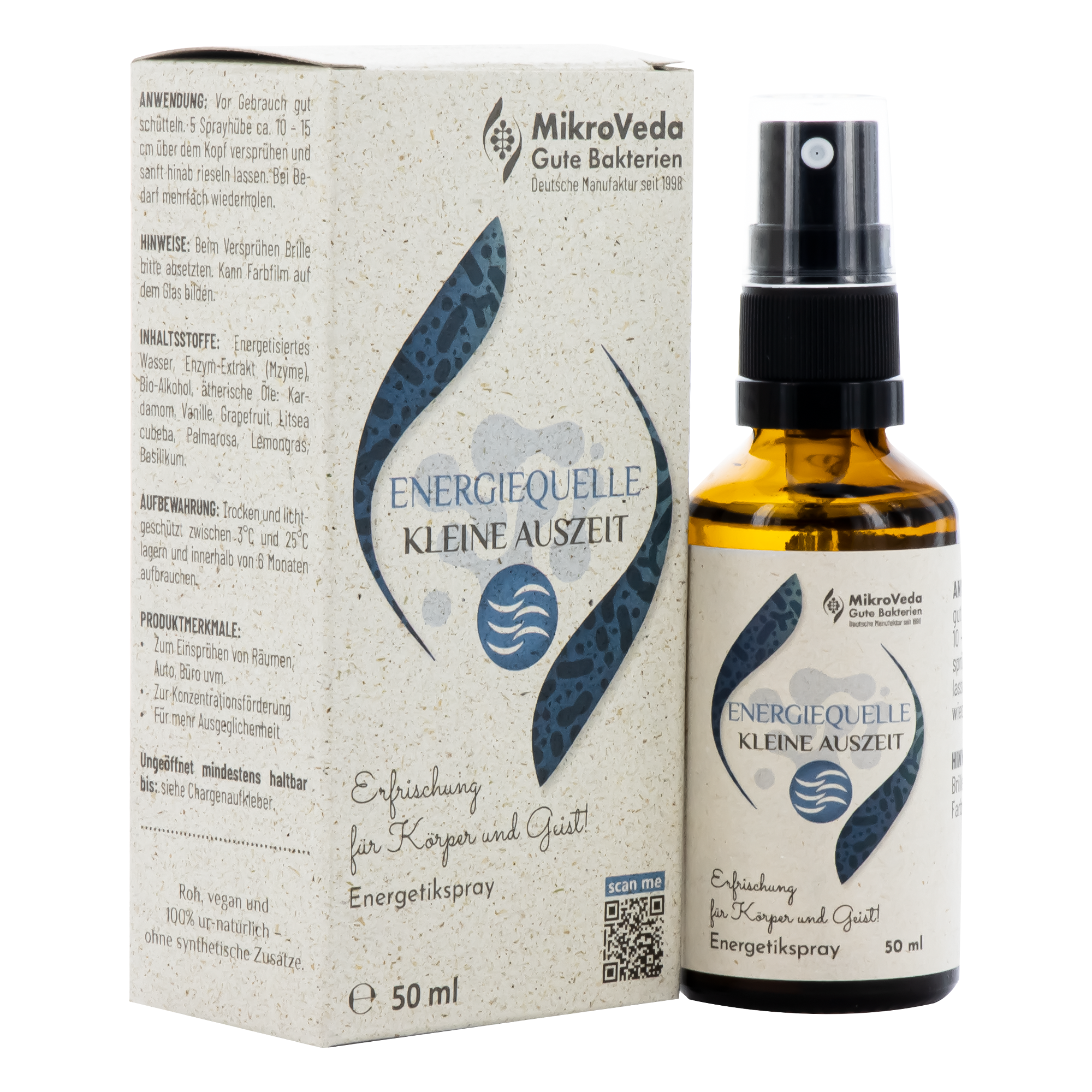 MikroVeda Kleine Auszeit ENERGIEQUELLE 50 ml Sprühflasche Glas